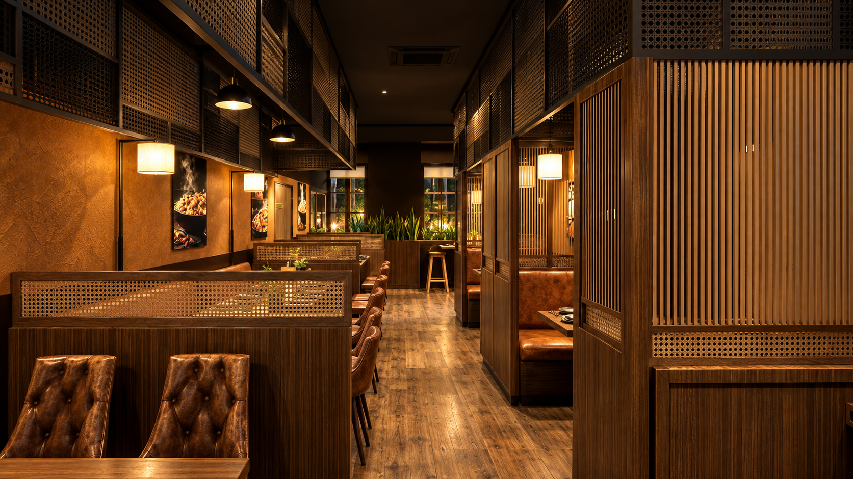 Upstairs lounge booths